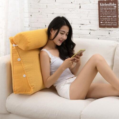 Bed Backrest New Triangle Lumbar Pillow Large Backrest Tatami Soft Case Backrest Big Cushion Bed Triangle Cushion Sand