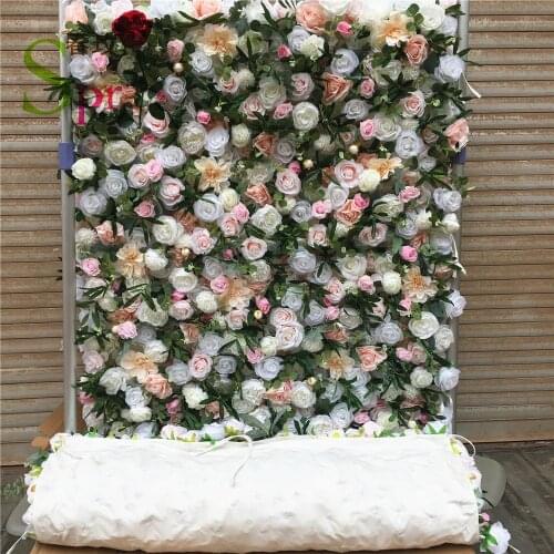 SPR 4ft*8ft(1.2*2.4m) DIY big size roll up blue silk artifficial rose wedding backdrop stand flower wall