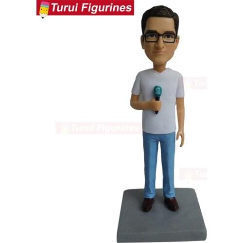 Karaoke man figurine for art toy home decor people miniature custom design by Turui Figurines handmade polymer clay dolls