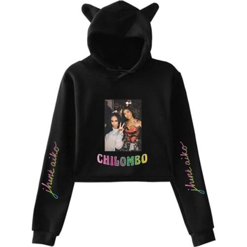 Jhene Aiko Printing Cat Cropped Hoodies Girl Long Sleeve Hooded Pullover Crop Tops Sexy Loose Ins Tide Kpop Coats