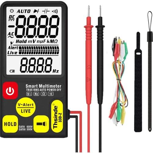 Ultra-Portable Digital Multimeter, Large 3.5" LCD 3-Line Display Voltmeter AC DC Voltage NCV Resistance Ohm Hz Tester
