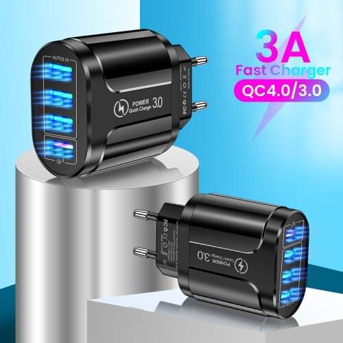 USB Fast Charger Quick Charge 4 Port 3.0 4.0 Universal Wall Mobile Phone Tablet Chargers For Iphone 11 Samsung Huawei Charger
