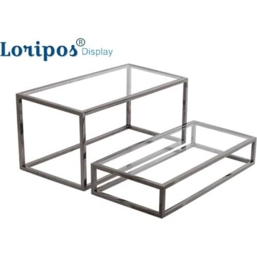 High end Window Display Props Creative Shoe Rack Scarf Tie Belt Display Stainless Steel Frame Table Shoes Display Rack Bag Rack