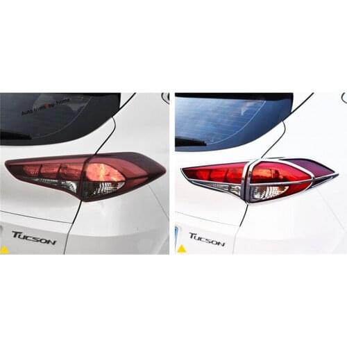 Yimaautotrims Chrome Rear Tail Trunk Lamp Lights Frame Cover Trim Fit For Hyundai Tucson 2016 2017 2018 ABS Chromium Styling