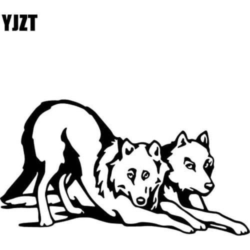 YJZT 16.9CM*9.2CM Leisure Decoration Of Two Wolves Car Sticker Car Trunk Vinyl Decal Black/Silver C4-2109