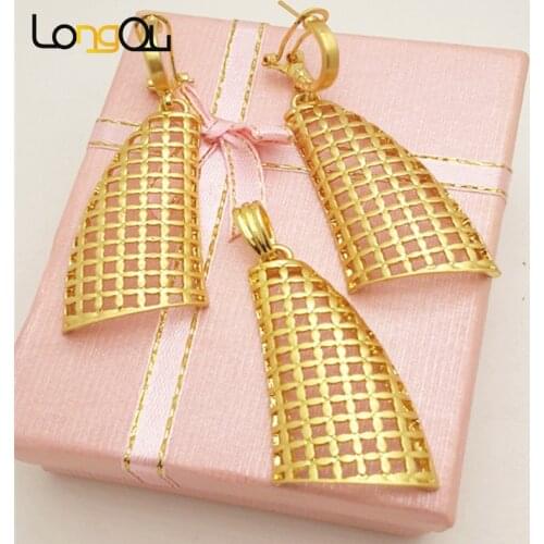 Jewelry sets earring Gold-color set african wedding necklace bridal costume crystal jewellery yellow women gift earrings