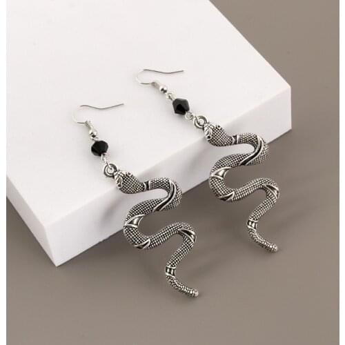 Women Egyptian Jewelry Gothic Snake Cobra Dangle Earrings Personality For Party Long Sagging Serpent Eardrop Gift