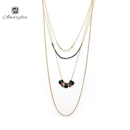 Amaiyllis Hot Style 4 layer Chain Choker Necklace For Women Ethnic 2Tone PTN Pendant Choker Collar Fashion Jewelry Drop Shipping
