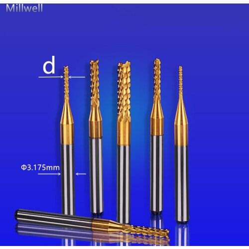 10pcs-free shipping tialn solid carbide pcb corn millng cutter,tungsten steel PCB end mill,woodworking router bit,plastic