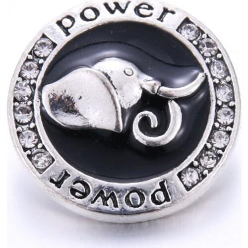 10pcs/lot 2019 New Elephant Snap Jewelry Crystal 18mm Metal Snap Button Fit 18mm Snap Bracelet Women Gift
