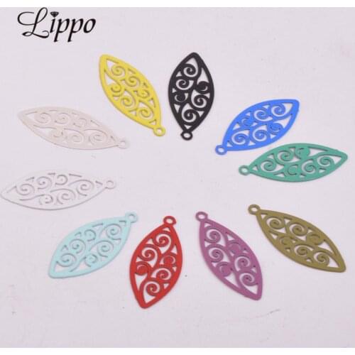 100pcs AC7319 8*20mm Prints Charms Leaves Connectors Fit Diy Earrings Jewelry Findings