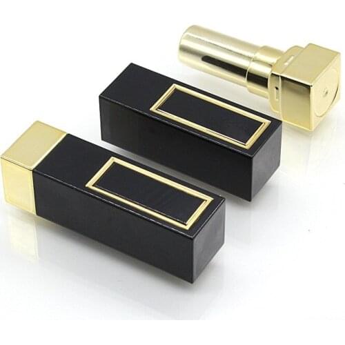 12.1mm Empty Lip Balm Tube New Black Square Lipstick Container Elegant Cosmetics Packaging Lipstick Tubes 10/30/50pcs
