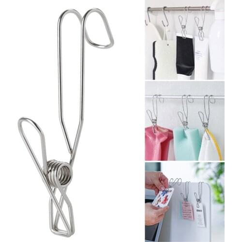 12pcs Stainless Steel Note Pad Hook Clamp Student Stationery Supplies Hanger Balcony Quilt Windproof Hanging Clamp Towel Holder