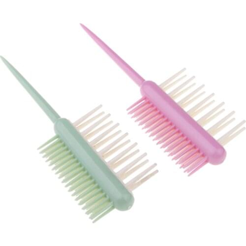 2pcs 2 Way Resin Straightener Curling Hair Comb Scalp Massage Brush Tail Tip