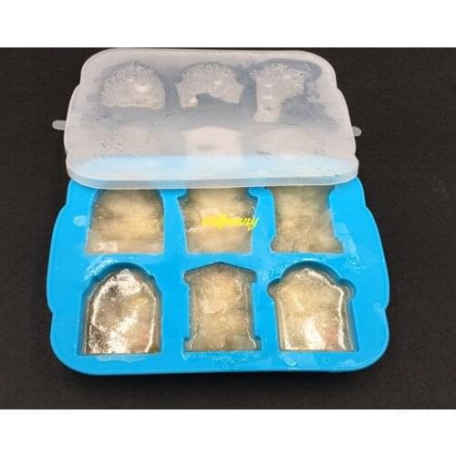 20pcs/lot Halloween day Tombstone style Silicone Ice Cube Tray Ice Maker Jelly Pudding Mould Bar tools