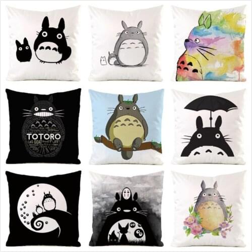 45cm*45cm **Totoro** Inimitated Silk Fabric Throw Pillow Covers Couch Cushion Cover Home Decorative Pillows Pillow Case