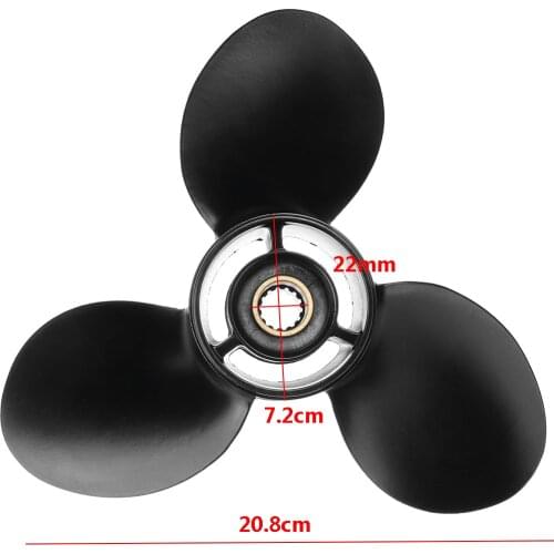 Aluminum Outboard Propeller 362B641080 14 Spline Tooth 3 Blades Standard Rotation Black For Tohatsu-Mercury 9.9-20HP 9.25 x 9.8