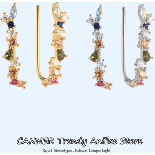 Canner 2021 Trend 100% 925 Sterling Silver Earrings For Women Hook Geometric Piercing Pendiente Climber European Jewelry 925 W5