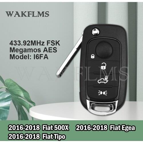 4 Button Remote Flip Car Key 433.92Mhz For Fiat 500X Egea Tipo 2016-2018 I6FA Model with Megamos AES Chip No Mark only Board OEM