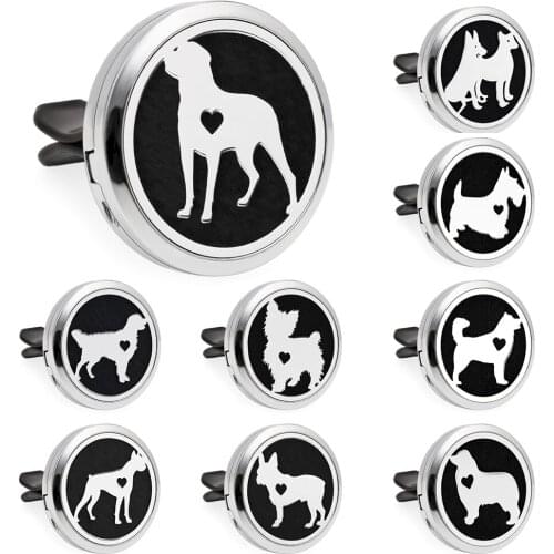 Dog Essential Oil Perfume Car Diffuser 30mm Magnetic Open Locket 10pcs Pads Free