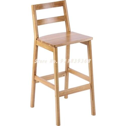 Solid Wood Back Bar Chair Nordic Household Luxury Modern Simple High Stool Front Desk Milk Tea Shop Cashier Bar Chair