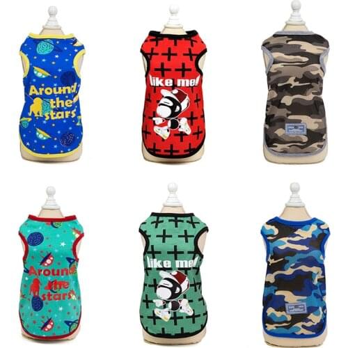 Summer Cotton Pet Clothes for Small Dogs Cats Camouflage Puppy Cat Vest Shirt Shih Tzu Yorkies Shirts Mascotas Costume Clothing