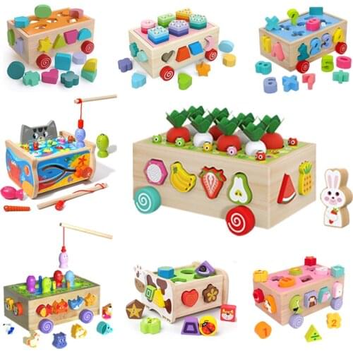 Wooden Color Shape Digital Sorter Montessori Toy Shape Matching Intelligence Box Early Learning Education Toys for Children