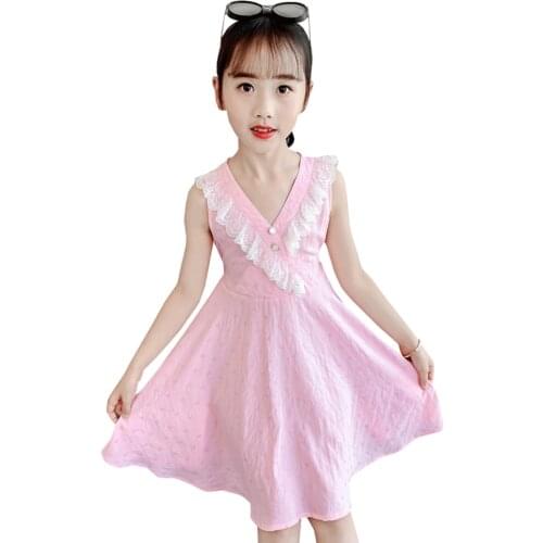 Girl Dresses Lace Girls' Dresses Heart Pattern Children Dress Summer Childrens Costumes For Girls 6 8 10 12 14