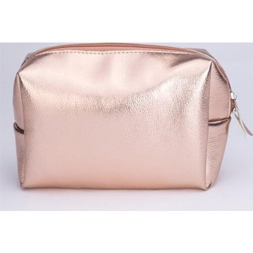 Women Cosmetic Bag Pink Gold Makeup Bag Zipper Make Up Handbag Organizer Storage Case Pouches Toiletry Wash Beauty Box