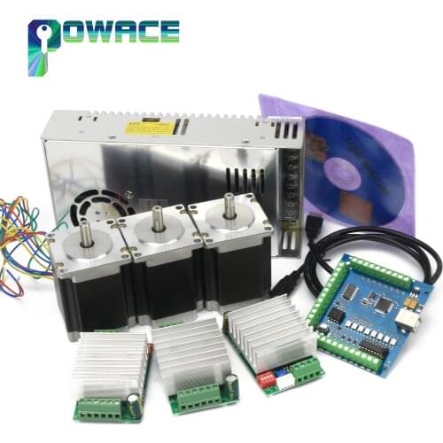 [EU Free VAT]USB Mach3 3Pcs Nema 23 76mm CNC Stepper Motor 270 Oz-in+TB6600 Driver Board+STB4100 V2.1 Card CNC Controller Kit