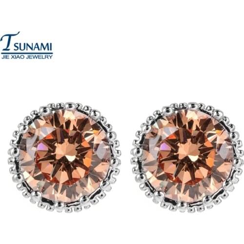 New fashionable round variety of color zircon ear nail For girls/womens party jewelry gifts ER-184