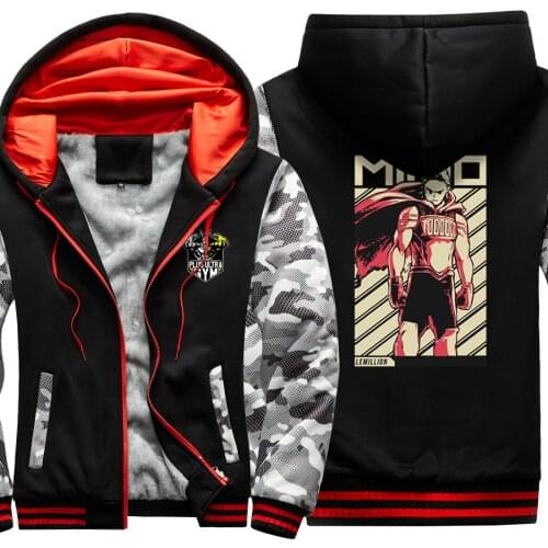My Hero Academia Camouflage Raglan Thicken Jackets Mens Fashion Casual Clothing And Hooded Hip Hop Tracksuits Streetwear Homme