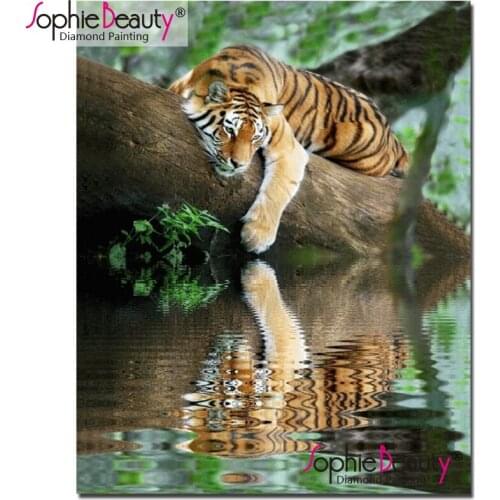 Sophie Beauty Diamond Painting Tiger Full Square Round Diamond Embroidery Resin Drills Animal Pattern Christmas Gift 202040