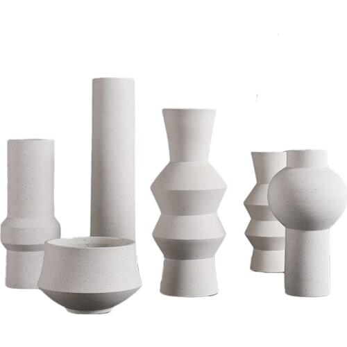 Chinese Art Vases Modern Simple Ceramic Tabletop Ornaments Vases Flower Arrangements Vaso Decorativo Room Decor DI50HP