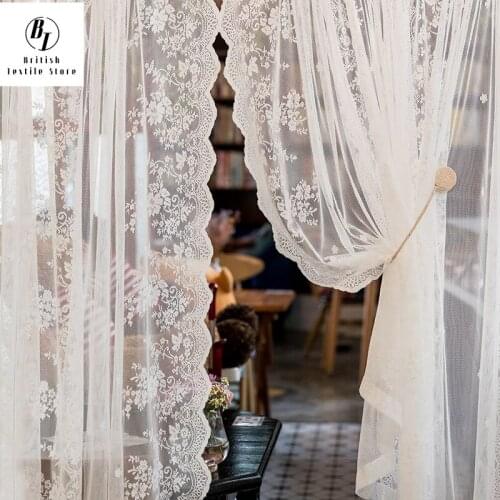 Korean vertical bar embroidered curtain lace Princess wind door curtain bedroom partition decorative embroidered curtains tulle