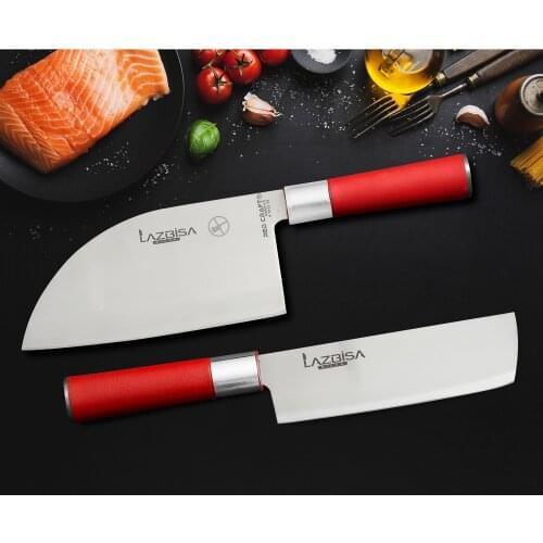 Lazbisa Knife Set Kitchen Knife Set Meat Bone Vegetable Bread Fruit Chef Knife Red Craft Series (Almazan - Nakiri)