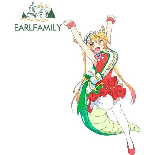 EARLFAMILY 13cm x 7.4cm for No Maid Dragon DIY Vinyl Car Stickers Personality Refrigerator Decal Waterproof Scratch-Proof Decor