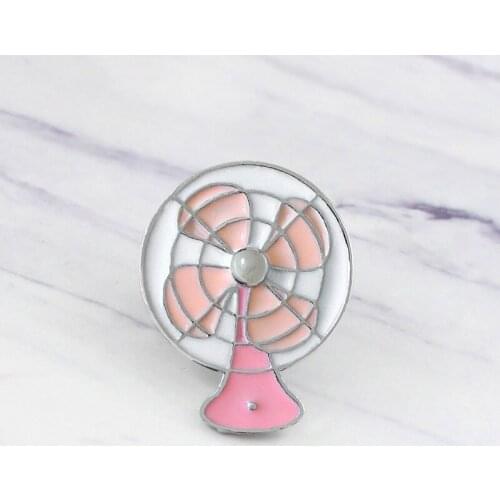 2019 New Idea Retro Pink Mini Fan Brooch Alloy Dripping Enamel Badge Shirt PIns Best Friends Fashion Sweet Gift Brooch Jewelry