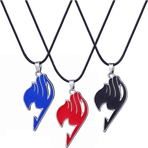 Hot Sale Fairy Tail Guild Logo 6 Color Necklace Anime Leather Rope Chain Pandent Necklaces Fashion Jewelry for Men Women