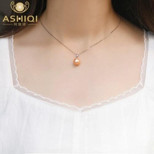 ASHIQI Real natural freshwater pearl 925 sterling silver pendant necklace jewelry jewelry gifts for women
