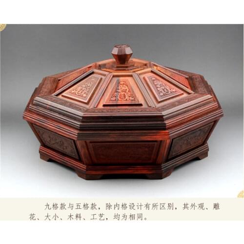 Rosewood fruit plate living room with cover fruit box, solid wood, Chinese melon seeds snacks, Laotian red acid dry fruit tray