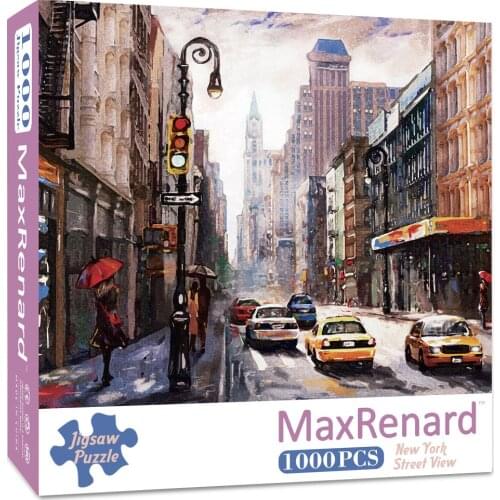 MaxRenard Puzzles 1000 Pieces for Adult 48*69cm New York Street View Assembling Landscape Jigsaw Puzzles Toys for Adults Games