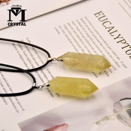 1PCS Natural Crystal Citrine Pendant Fashion Simple Reiki Point Raw Gem Necklace Souvenir For Men Women Mineral Jewelry
