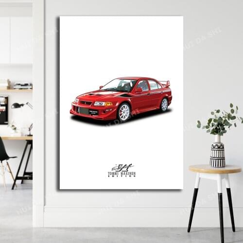 Mitsubishi Evo VI Tommi Makinen Full Detailed Illustration Canvas Print - A4 / A3 Portrait Limited Print