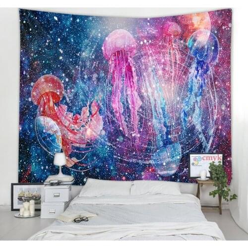 Psychedelic Jellyfish Tapestry Indian Mandala Tapestry Wall Hanging Bohemian Gypsy Psychedelic Tapiz Witchcraft Tapestr