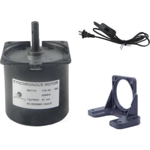 CHANCS Geared Motor Synchronous 60KTYZ 110V 8-10RPM With Bracket Support Fixed Base And Power Cord Switch Plug 1.5m