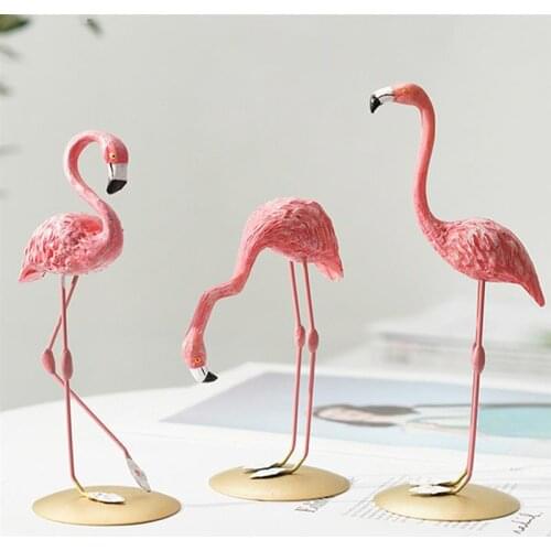 Nordic Style Flamingo Figurine Home Decoration Fairy Garden Livingroom Office Wedding Party Ornament Home Decor Accessories
