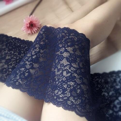 Navy Blue Elastic Lace Trim Stretch Lace Fabric For Bra Underwear Clothing Lingeire Sewing Appliques cotton lace