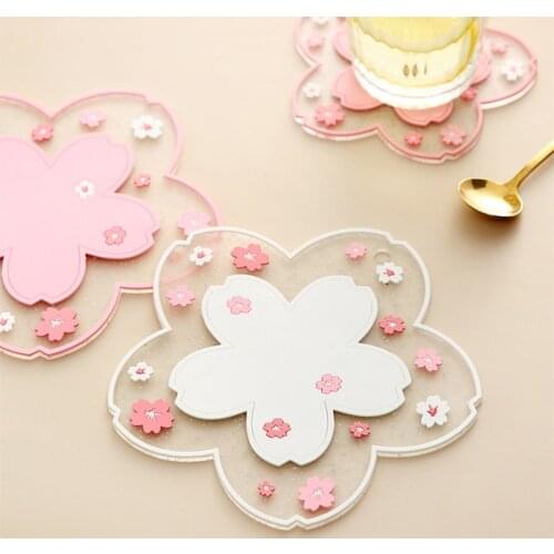 Cherry Blossom Heat Insulation Table Mat Family Office Anti-skid Tea Cup Milk Mug Coffee Cup Desk Pad