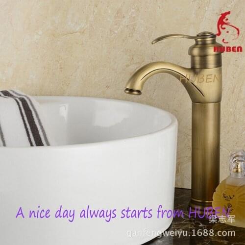 Tiger Ben Full copper basin mixer taps European antique hot and cold faucet Art Basin Above